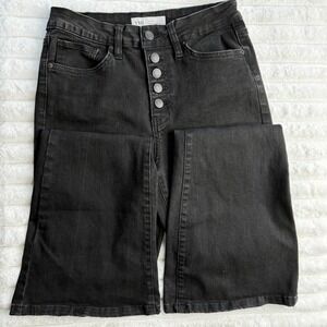 YMI High Rise Flare Jeans‎ Women 29x33 Black Stretch Wide Cuff Slight Fading